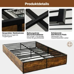 Dvigulės lovos rėmas 200x140x33cm., rudos/juodos spalvos