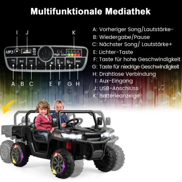 Vaikiškas elektrinis automobilis 119x68x65cm., juodos spalvos