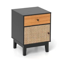 Naktinis staliukas 40x39x55cm., juodos/šviesiai rudos spalvos