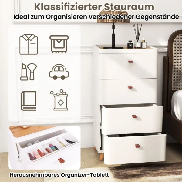 Naktinis staliukas 42x32x81cm., baltos/šviesiai rudos spalvos