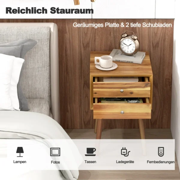 Naktinis staliukas 40x40x59,5cm., šviesiai rudos spalvos