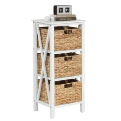 Naktinis staliukas 36x30x80cm., baltos/šviesiai rudos spalvos