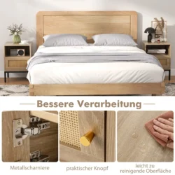 Naktinis staliukas 40x40x57cm., šviesiai rudos/juodos spalvos