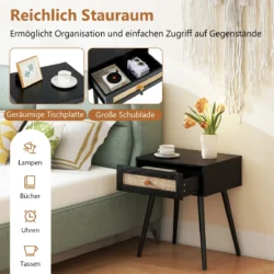 Naktinis staliukas 48x40x58cm., juodos/šviesiai rudos spalvos