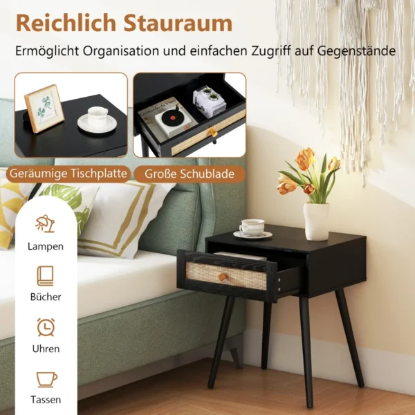 Naktinis staliukas 48x40x58cm., juodos/šviesiai rudos spalvos