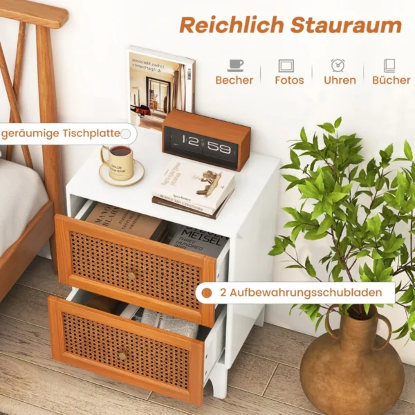 Naktinis staliukas 46x33x59,5cm., baltos/rudos spalvos