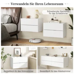 Naktinis staliukas 42x30x28cm., baltos spalvos