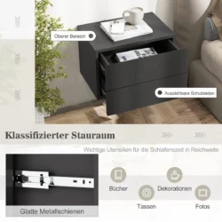 Naktinis staliukas 42x30x28cm., tamsiai pilkos spalvos