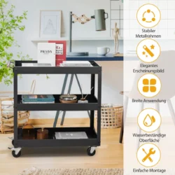 Virtuvės vežimėlis 76x38x80cm., juodos spalvos