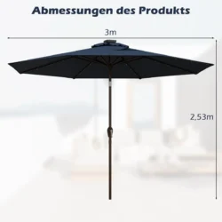 Lauko skėtis 300x253cm., tamsiai mėlynos/juodos spalvos