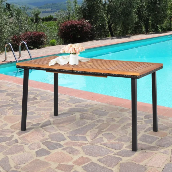 Lauko stalas 140x75x76cm., šviesiai rudos/juodos spalvos