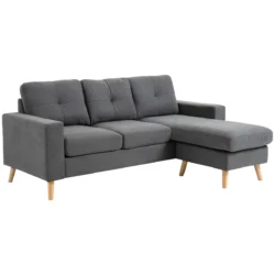 Kampinė sofa Homcom 193x136x85cm., tamsiai pilkos/šviesiai rudos spalvos