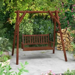 Sodo sūpynės 168x65x63cm., rudos spalvos