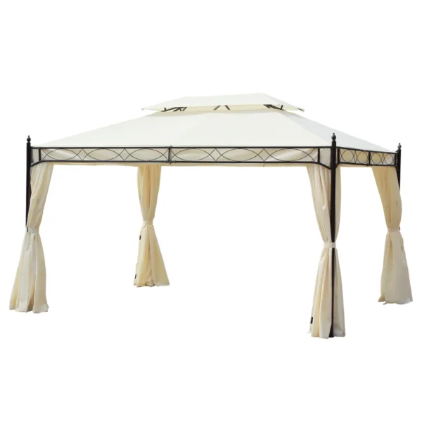 Lauko pavėsinė Outsunny 300x400x280cm., kreminės/juodos spalvos