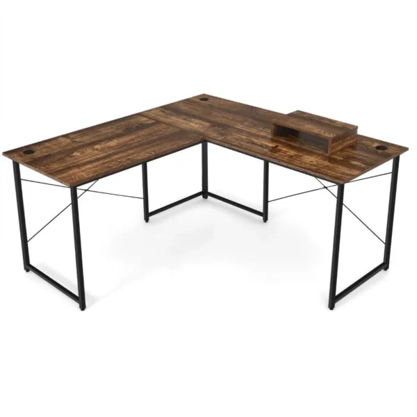 Rašomasis stalas 150x150x74cm., rudos/juodos spalvos