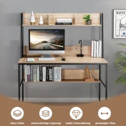 Rašomasis stalas 120x57x140cm., šviesiai rudos/juodos spalvos