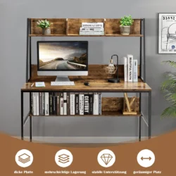 Rašomasis stalas 120x57x140cm., rudos/juodos spalvos