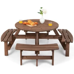 Pikniko stalas 178x178x70cm., rudos spalvos