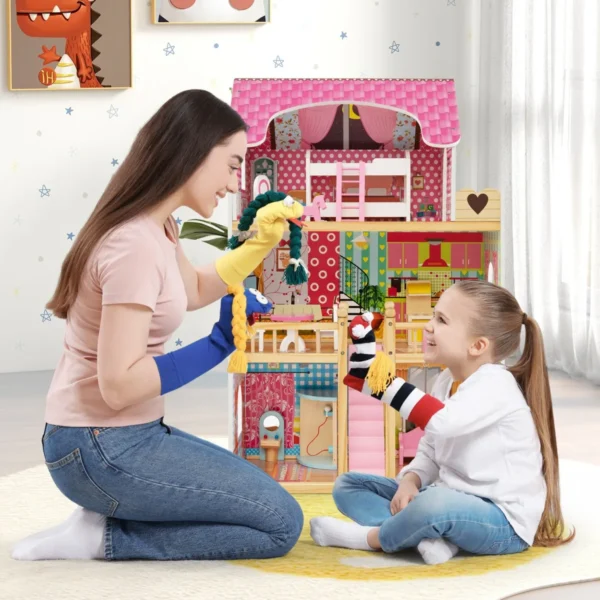 Lėlių namelis 59x30x91cm., įvairių spalvų