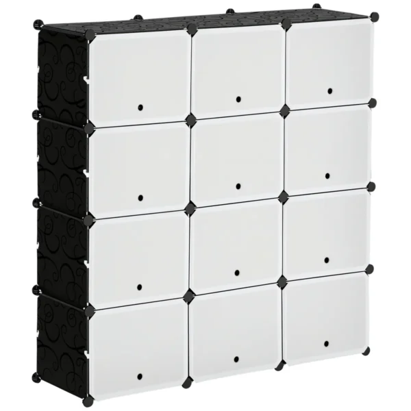 Modulinė batų spinta Homcom 125x32x125cm., juodos/baltos spalvos