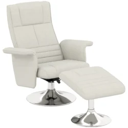 Masažinis fotelis su pakoju Homcom, baltos/sidabrinės spalvos