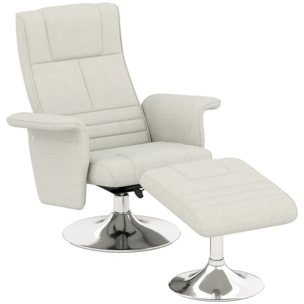 Masažinis fotelis su pakoju Homcom, baltos/sidabrinės spalvos