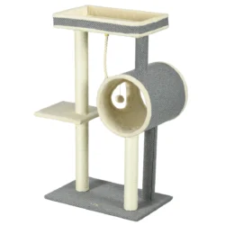 Kačių drąskyklė PawHut 60x40x104cm., pilkos/smėlio spalvos