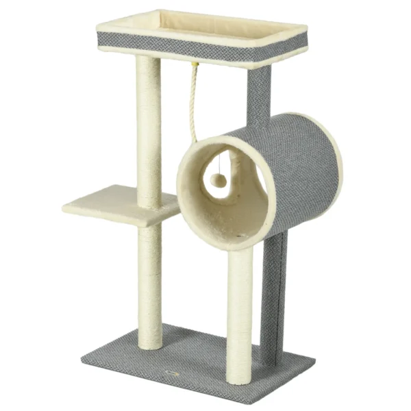 Kačių drąskyklė PawHut 60x40x104cm., pilkos/smėlio spalvos