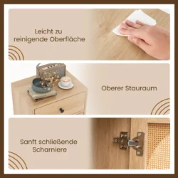 Naktinis staliukas 40x30x91cm., šviesiai rudos spalvos