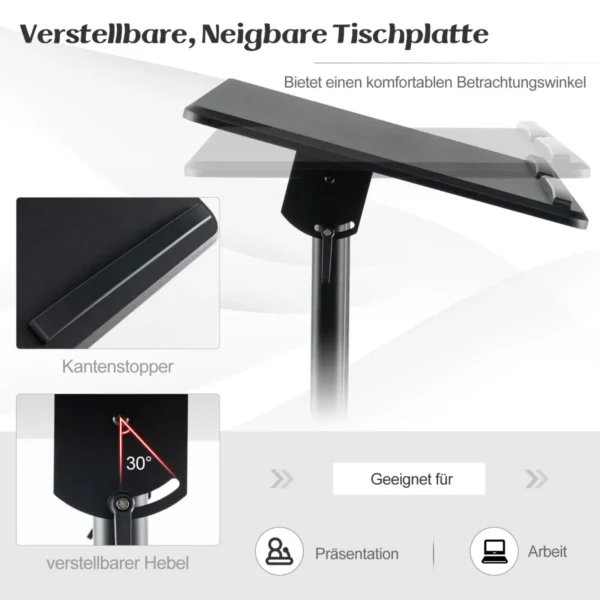 Nešiojamojo kompiuterio stalas 60x40x128,5cm., juodos spalvos