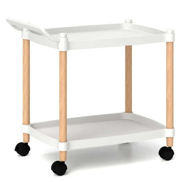 Virtuvės vežimėlis 52,5x33,5x50cm., baltos/šviesiai rudos spalvos