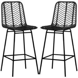 Rinkinys iš 2 baro kėdžių Homcom 42,5x52x102cm., juodos spalvos 