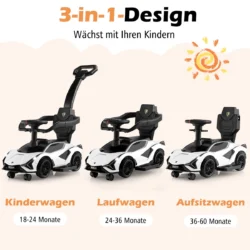 Mašina stumdukas su rankena 95x44x85cm., baltos/juodos spalvos