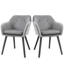 Rinkinys iš 2 valgomojo kėdžių Homcom 54x56x74cm., pilkos/juodos spalvos 