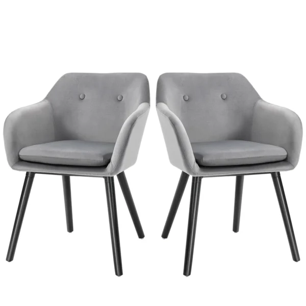 Rinkinys iš 2 valgomojo kėdžių Homcom 54x56x74cm., pilkos/juodos spalvos 