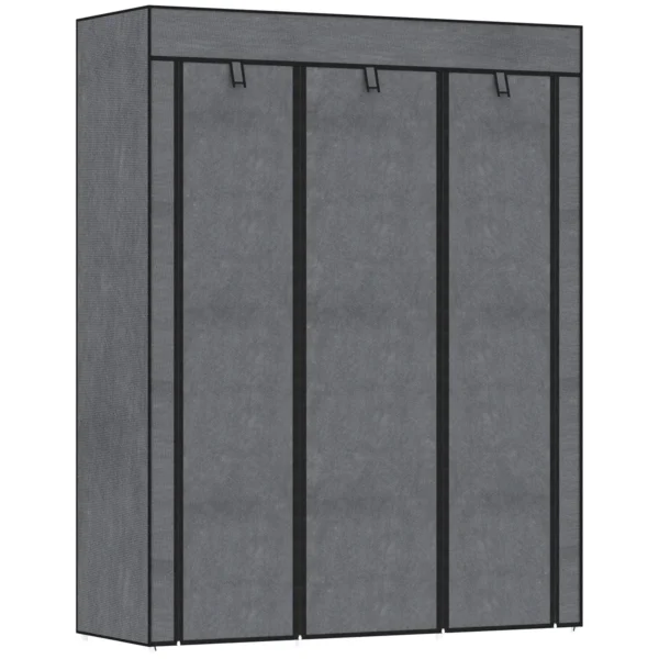 Medžiaginė spinta Homcom 125x43x162,5cm., tamsiai pilkos/juodos spalvos 