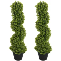 Rinkinys iš 2 dirbtinių augalų Homcom 17,5x17,5x90cm., žalios/juodos spalvos