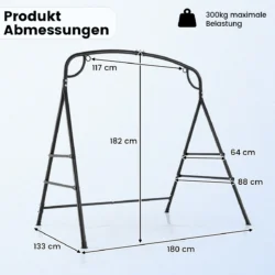 Sūpynių rėmas 180x133x182cm., juodos spalvos