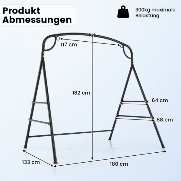 Sūpynių rėmas 180x133x182cm., juodos spalvos