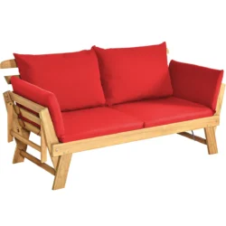 Sodo sofa 198x75x75cm., šviesiai rudos/raudonos spalvos