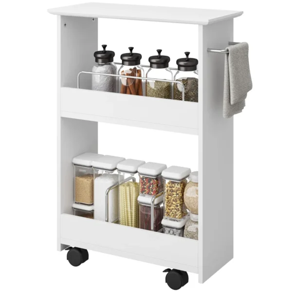 Virtuvės vežimėlis 46x20x65cm., baltos spalvos