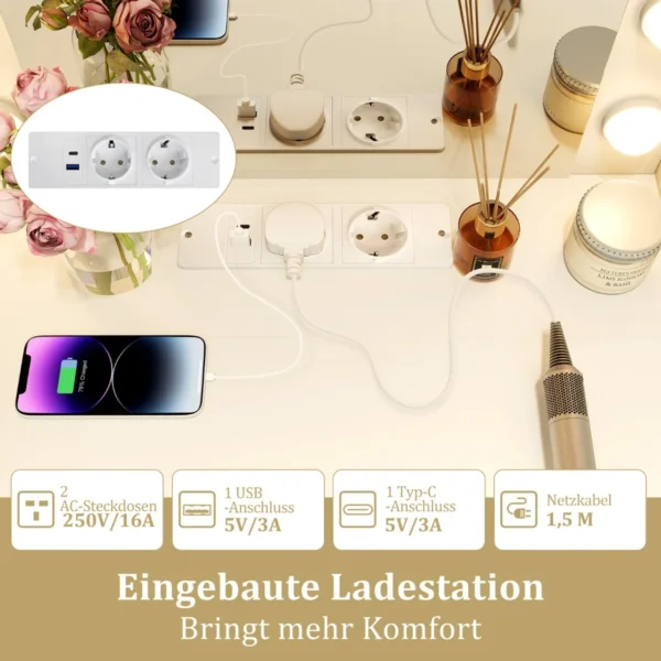 Tualetinis staliukas su taburetė 72x39x151cm., baltos spalvos