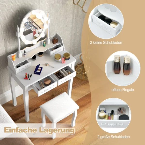 schminktisch-frisiertisch-hu10543us-wh-1_4_.webp Tualetinis staliukas su taburetė 75x40x145cm., baltos spalvos