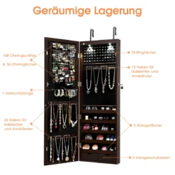 Pakabinamas veidrodis-papuošalų spintelė 37x9,5x108cm., rudos/juodos spalvos