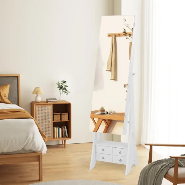 Pastatomas veidrodis-papuošalų spintelė 41x36x159cm., baltos/juodos spalvos