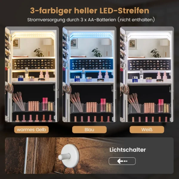 Pastatomas veidrodis-papuošalų spintelė 41x35x166cm., rudos/juodos spalvos