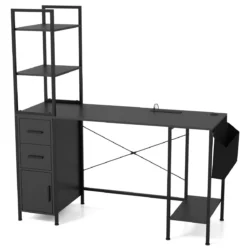 Rašomasis stalas 145x50x147,5cm., juodos spalvos