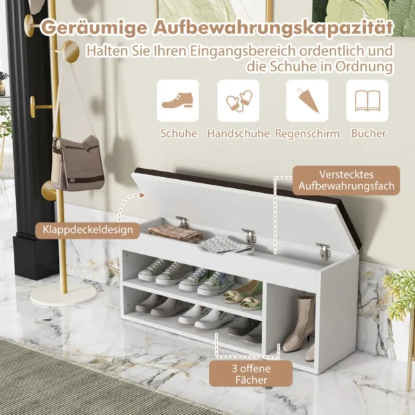 Batų suoliukas 104x48x30cm., baltos/pilkos spalvos