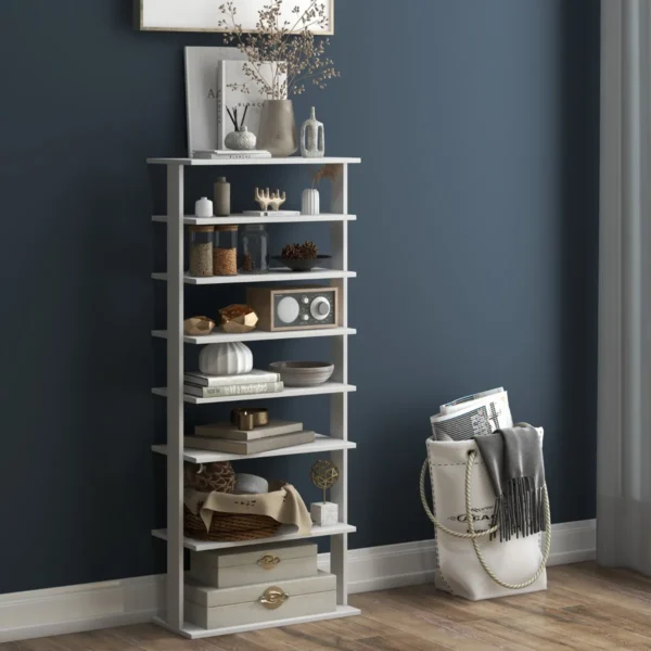 Batų lentyna 47x25,5x110cm., baltos spalvos