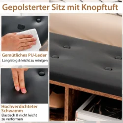 Batų suoliukas 110x30x52cm., rudos/juodos spalvos